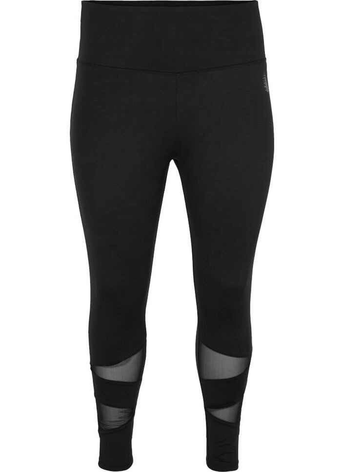 Sports leggings with mesh - Black - Sz. 42-60 - Zizzifashion