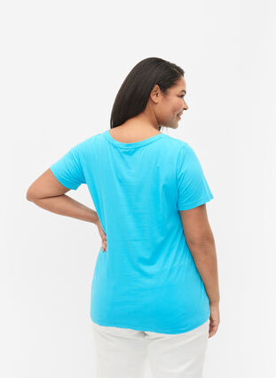 Zizzifashion Basic plain cotton t-shirt, Blue Atoll, Model image number 1