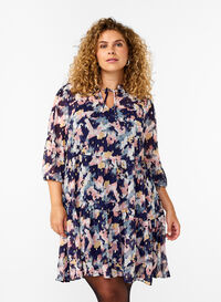 Tunic with floral print and lurex, Night Sky AOP Flower, Model