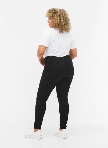 Zizzifashion High-waisted super slim Amy jeans , Black, Model image number 1