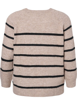 Zizzifashion Knitted blouse with stripes, Simply Taupe Mel., Packshot image number 1