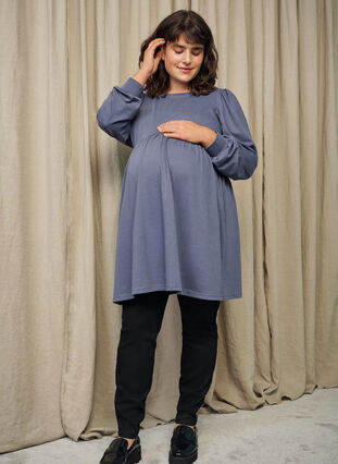 Zizzifashion Maternity tunic with puff sleeves, Nightshadow Blue, Image image number 0