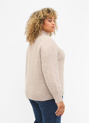 Zizzifashion Patterned knit sweater with turtleneck, Simply Taupe Mel., Model image number 1
