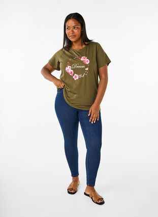 Zizzifashion FLASH - T-shirt with motif, Olive Night Flower, Model image number 2