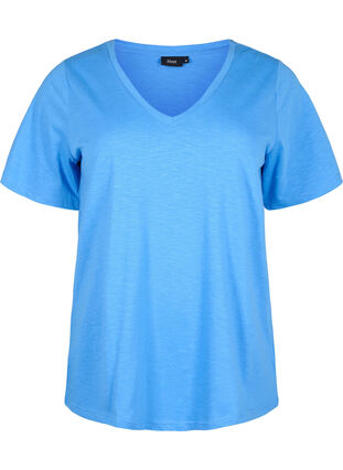 Zizzifashion Short sleeve basic t-shirt with v-neck, Marina, Packshot image number 0