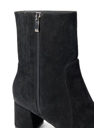 Zizzifashion Wide fit - Suede ankle boots with heel, Black, Packshot image number 4