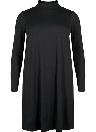 Zizzifashion FLASH - Long sleeve dress with turtleneck, Black, Packshot image number 0