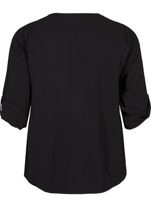 Zizzifashion Viscose shirt blouse with 3/4 sleeves, Black, Packshot image number 1