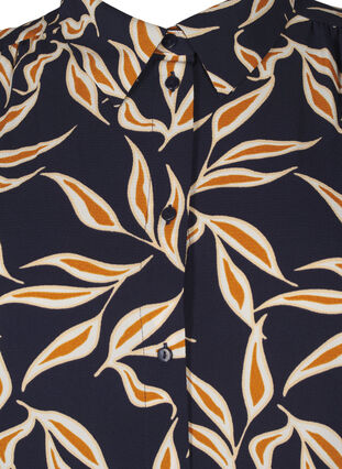 Zizzifashion Shirt with leaf print and collar, Ev. Blue w. Leaf AOP, Packshot image number 2