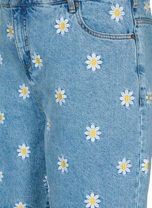 Zizzifashion High waisted Mille shorts with embroidered flowers, Light Blue Flower, Packshot image number 2