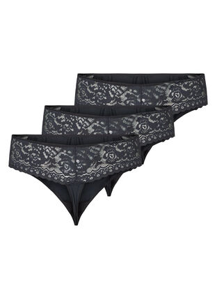 Pack of 3 thongs with lace trim - Underwear - UNDERWEAR