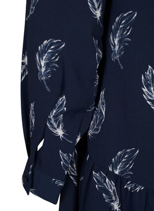 Zizzifashion Midi dress with long sleeves, Navy B. Feather AOP, Packshot image number 3