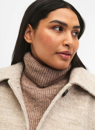 Zizzifashion Rib knit scarf, Deep Taupe Mel., Model image number 0