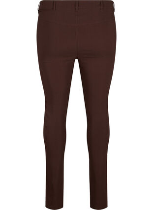 Zizzifashion Close-fitting trousers with zipper details, Coffee Bean, Packshot image number 1