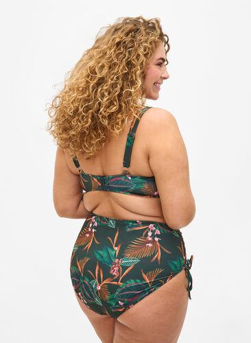 Zizzifashion Printed high-waisted bikini bottom, Boheme Palm Aop , Model image number 1