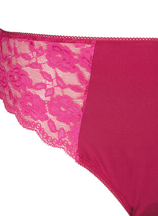 Zizzifashion Brazilian microfibre panties with lace, Rumba Red, Packshot image number 2