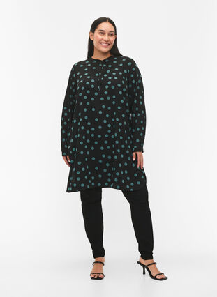Zizzifashion FLASH - Dotted tunic with long sleeves, Dot, Model image number 2