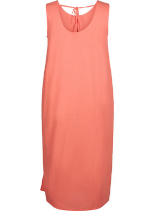 Zizzifashion Sleeveless cotton blend dress with linen, Living Coral, Packshot image number 1