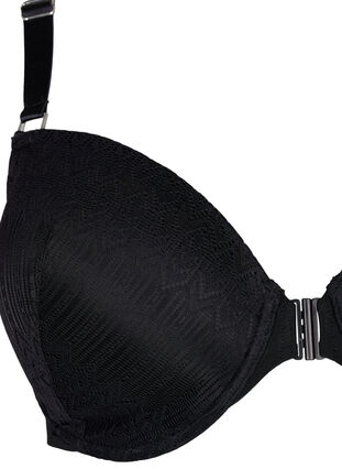 Zizzifashion Moulded bra with lace and front closure, Black, Packshot image number 2