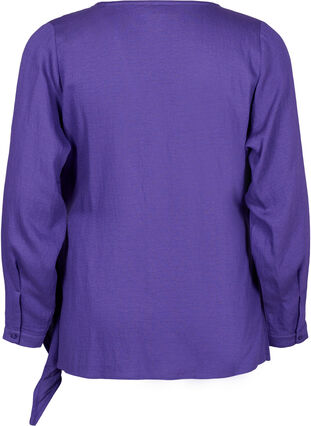 Zizzifashion Long-sleeved blouse in viscose with a wrap look, Prism Violet, Packshot image number 1