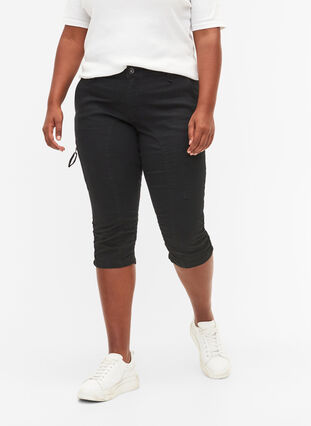 Zizzifashion Slim fit capri jeans with pockets, Black, Model image number 3