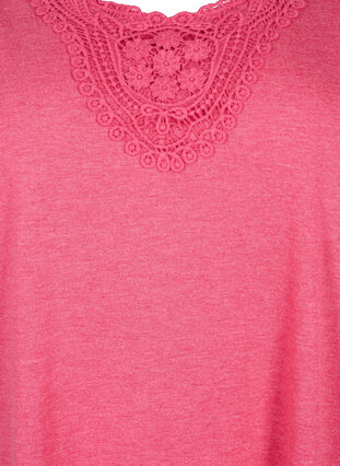 Zizzifashion Sleeveless top with lace, Bright Rose Mel., Packshot image number 2