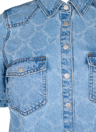 Zizzifashion Denim dress with destroy pattern and short sleeves, Blue Denim, Packshot image number 2