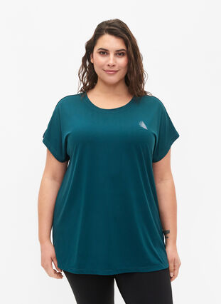 Zizzifashion Short-sleeved workout t-shirt, Deep Teal, Model image number 0