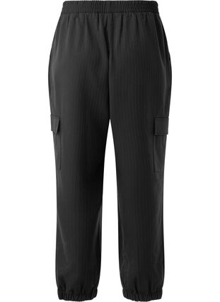 Zizzifashion Trousers with cargo pockets and elasticated waist, Black Sand Pin St., Packshot image number 1