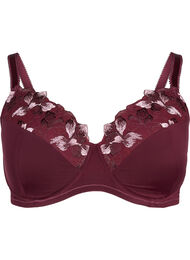 Padded bra with floral embroidery, Fig, Packshot