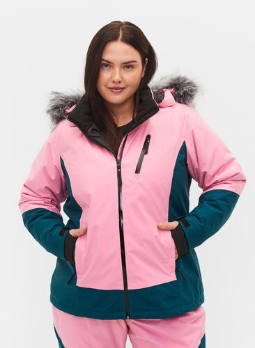 Ski jacket with detachable 42-60 Rose - Sz. - hood - Zizzifashion