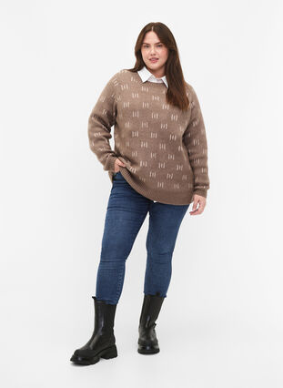 Zizzifashion Patterned pullover, Walnut Mel. Comb, Model image number 2