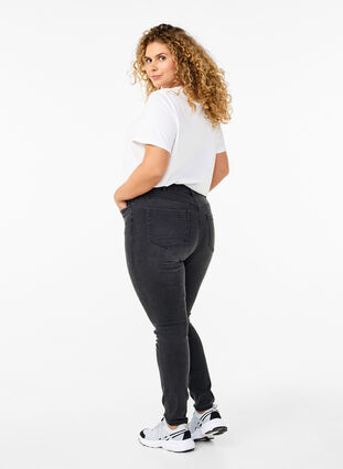 Zizzifashion Amy jeans with a high waist and super slim fit, Dark Grey Denim, Model image number 1