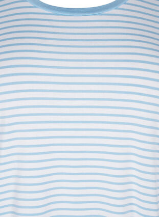 Zizzifashion Striped T-shirt in lyocell with round neck, B White Dusk Blue St, Packshot image number 2