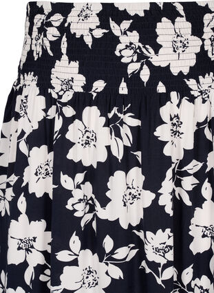 Zizzifashion FLASH - Viscose maxi skirt with smocking, N. Sky White Flower, Packshot image number 2