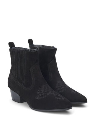 Zizzifashion Wide fit - Suede ankle boot, Black, Packshot image number 1