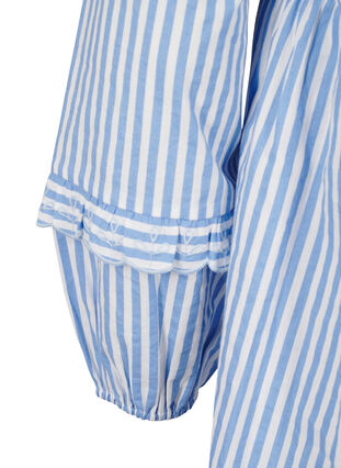 Zizzifashion Striped blouse with open front and embroidery details, C. Blue White Stripe, Packshot image number 3