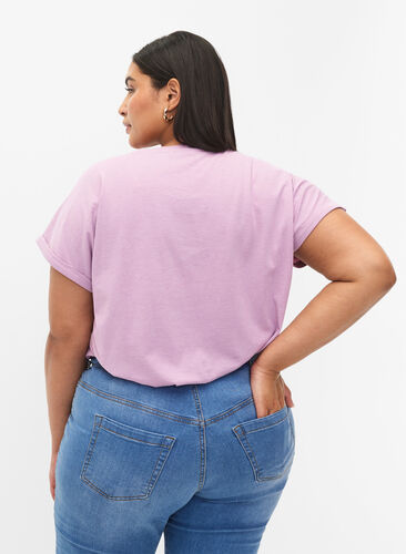 Zizzifashion Short sleeved cotton blend t-shirt, Lavender Mist, Model image number 1