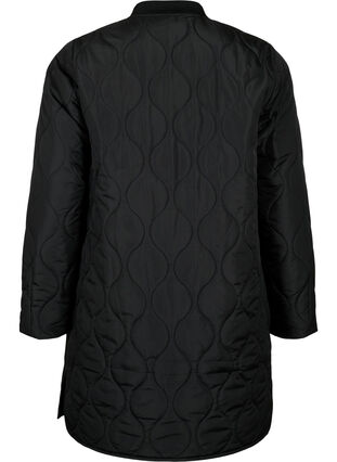 Zizzifashion Long quilted jacket with pockets and zipper, Black, Packshot image number 1