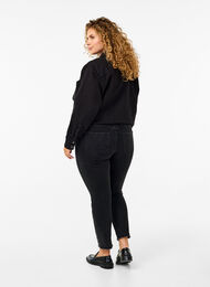 Cropped Emily jeans with frayed hem, Dark Grey Denim, Model