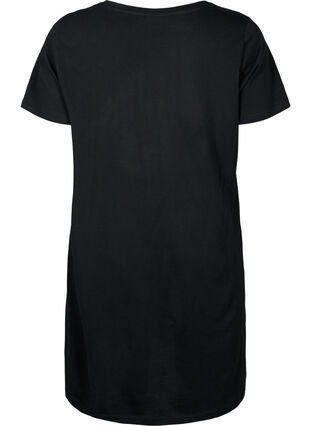 Zizzifashion Organic cotton nightdress with V-neck , Black W. Yesterday, Packshot image number 1