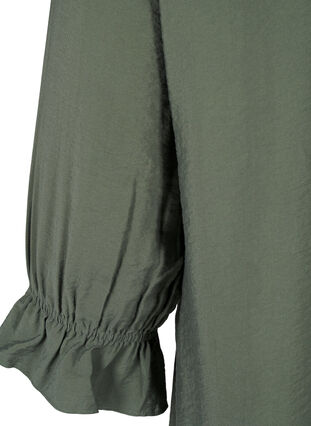 Zizzifashion Long viscose shirt with lace detail, Thyme, Packshot image number 3