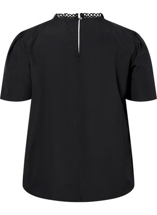 Zizzifashion Blouse with broderie anglaise and 1/2 sleeves, Black, Packshot image number 1