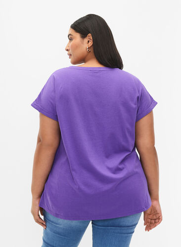 Zizzifashion Short sleeved cotton blend t-shirt, ULTRA VIOLET, Model image number 1