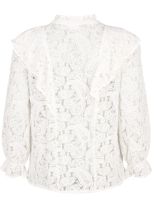 Zizzifashion Lace shirt blouse with ruffle detail, Snow White, Packshot image number 1