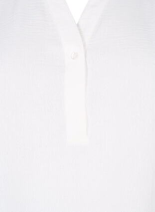 Zizzifashion Long-sleeved shirt blouse with V-neck, Bright White, Packshot image number 2