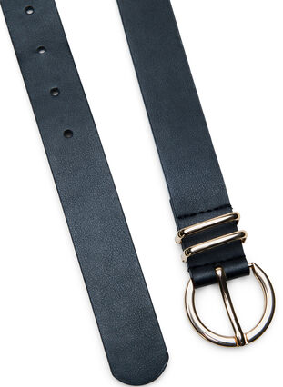 Zizzifashion Faux leather belt with gold-colored buckle, Black w. Gold Buckle, Packshot image number 2