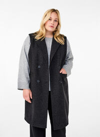 Long vest in wool look, Dark Grey Melange, Model
