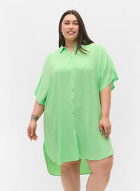 Long viscose shirt with 2/4 sleeves, Summer Green, Model