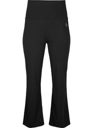 Flared training pants with a high waist, Black, Packshot